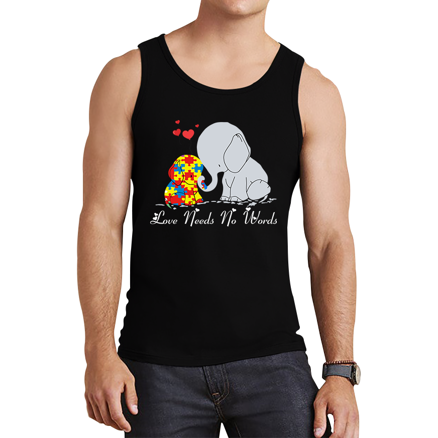 Love Needs No Words Elephant Autism Awareness Tank Top