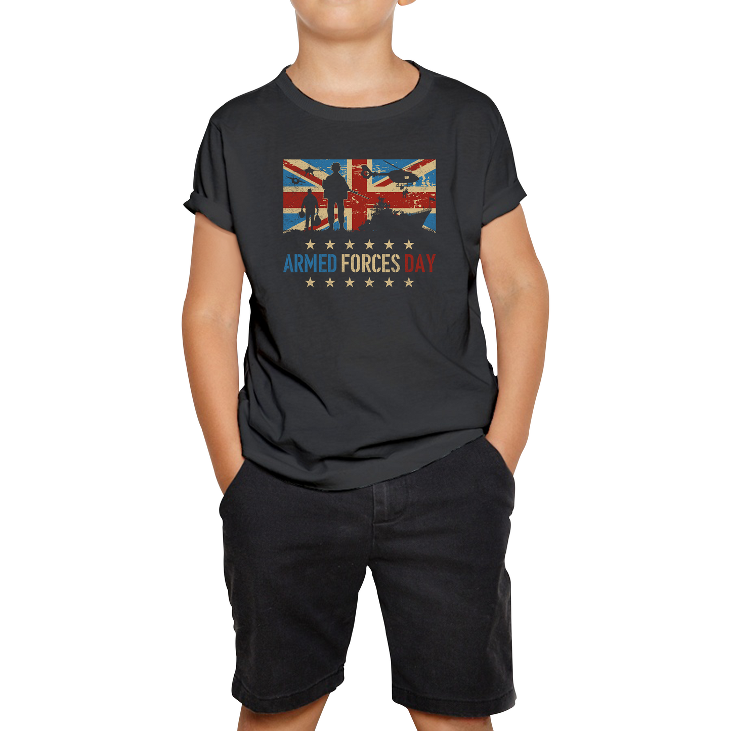 Army Navy Air Force British Veterans Armed Forces D-Day T Shirt