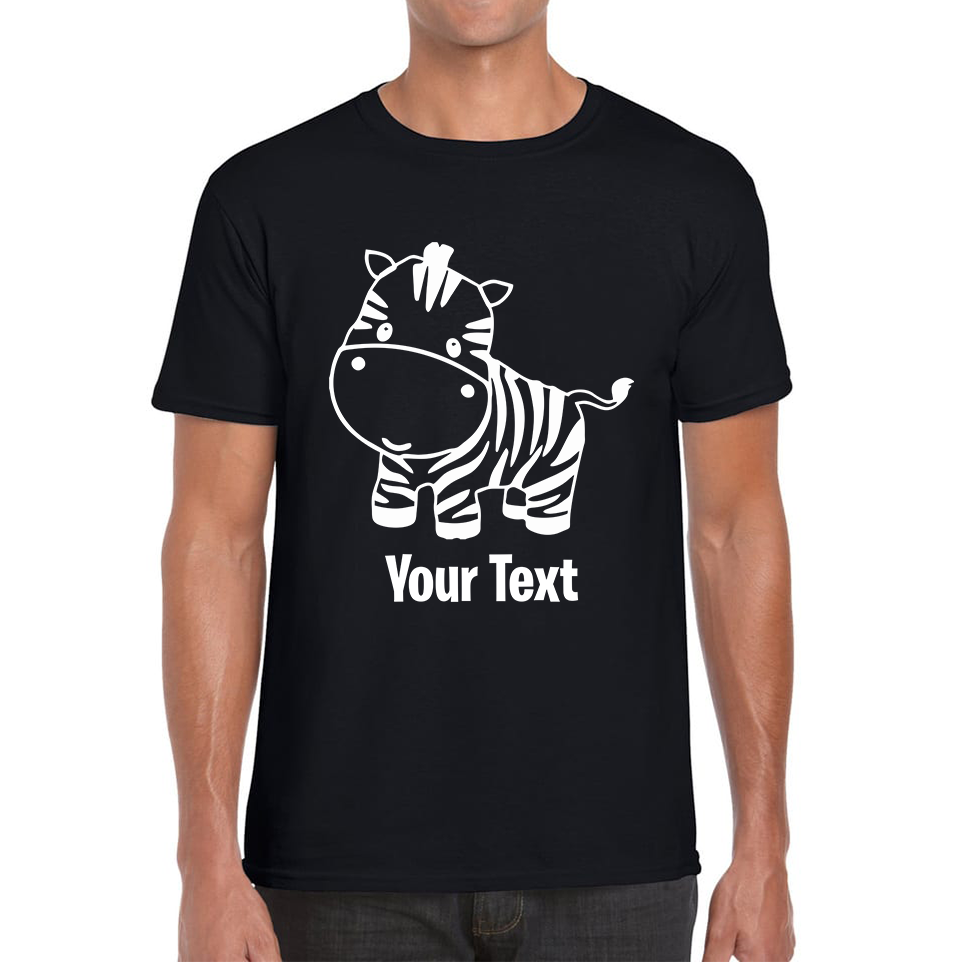 Personalised Cute Little Zebra Your Name Safari Animal Zoo Jungle Mens Tee Top