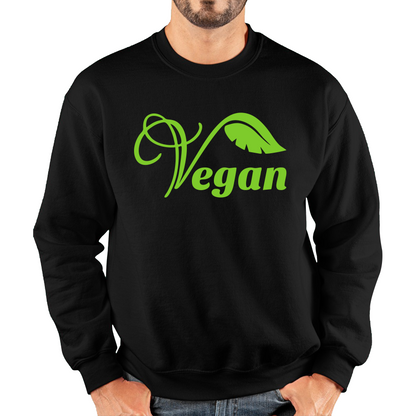 Vegan Logo Green V Leaf Sweatshirt