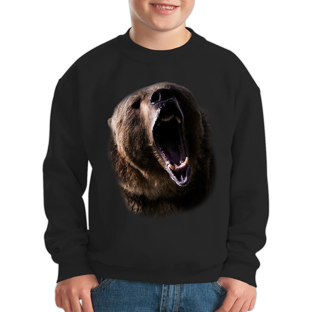 Grizzly Bear Roaring Face Sweatshirt