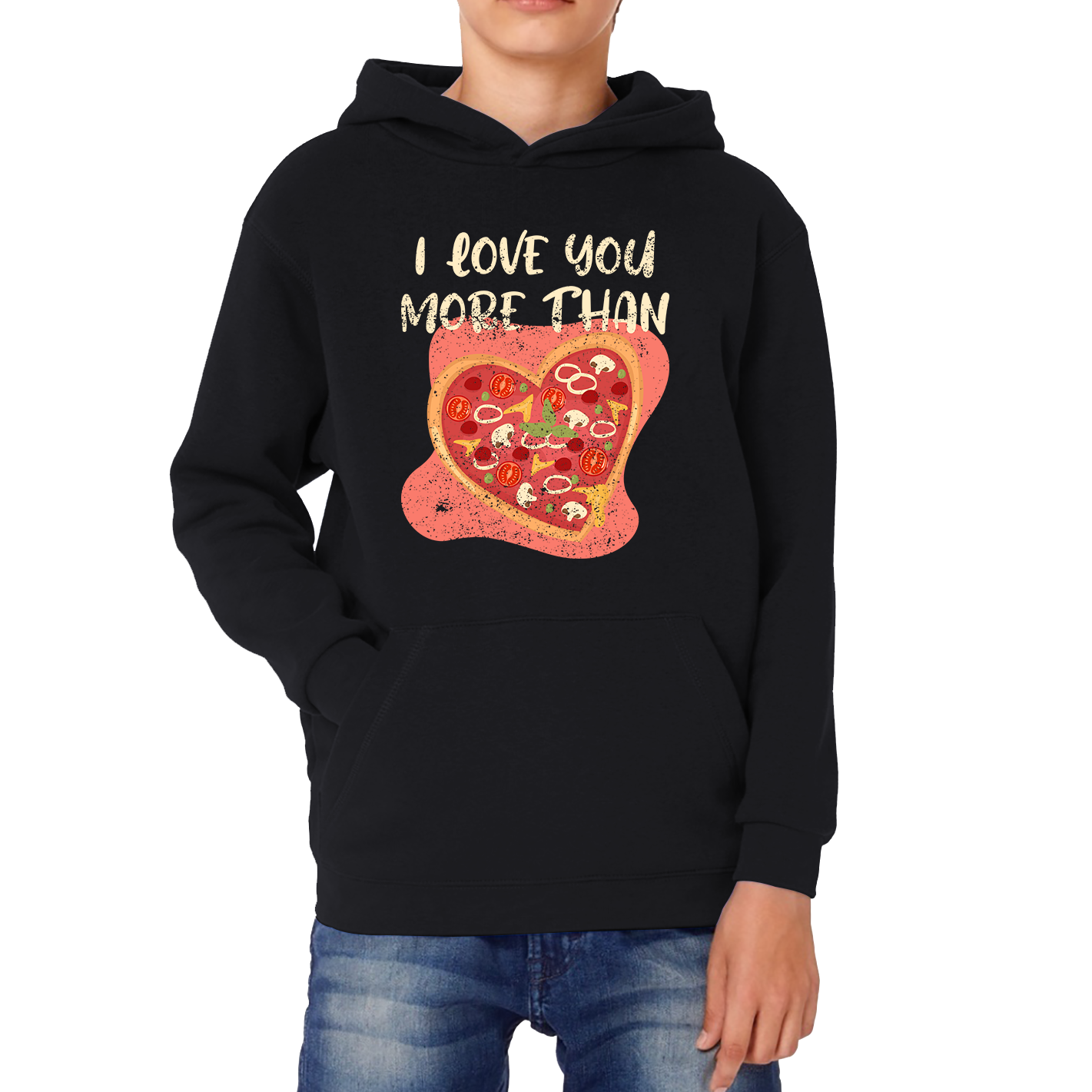 I Love You More Than Pizza Valentines Day Funny Offensive Gift Kids Hoodie