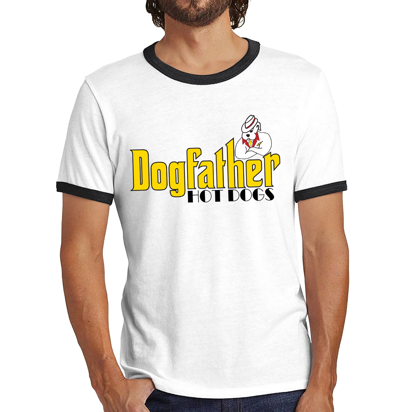 Dogfather Hot Dog Funny Father's Day Funny Hotdog, Hotdog Lover Ringer T Shirt