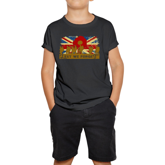 Lest We Forget Poppy Flower Anzac Day British Armed Forces T Shirt