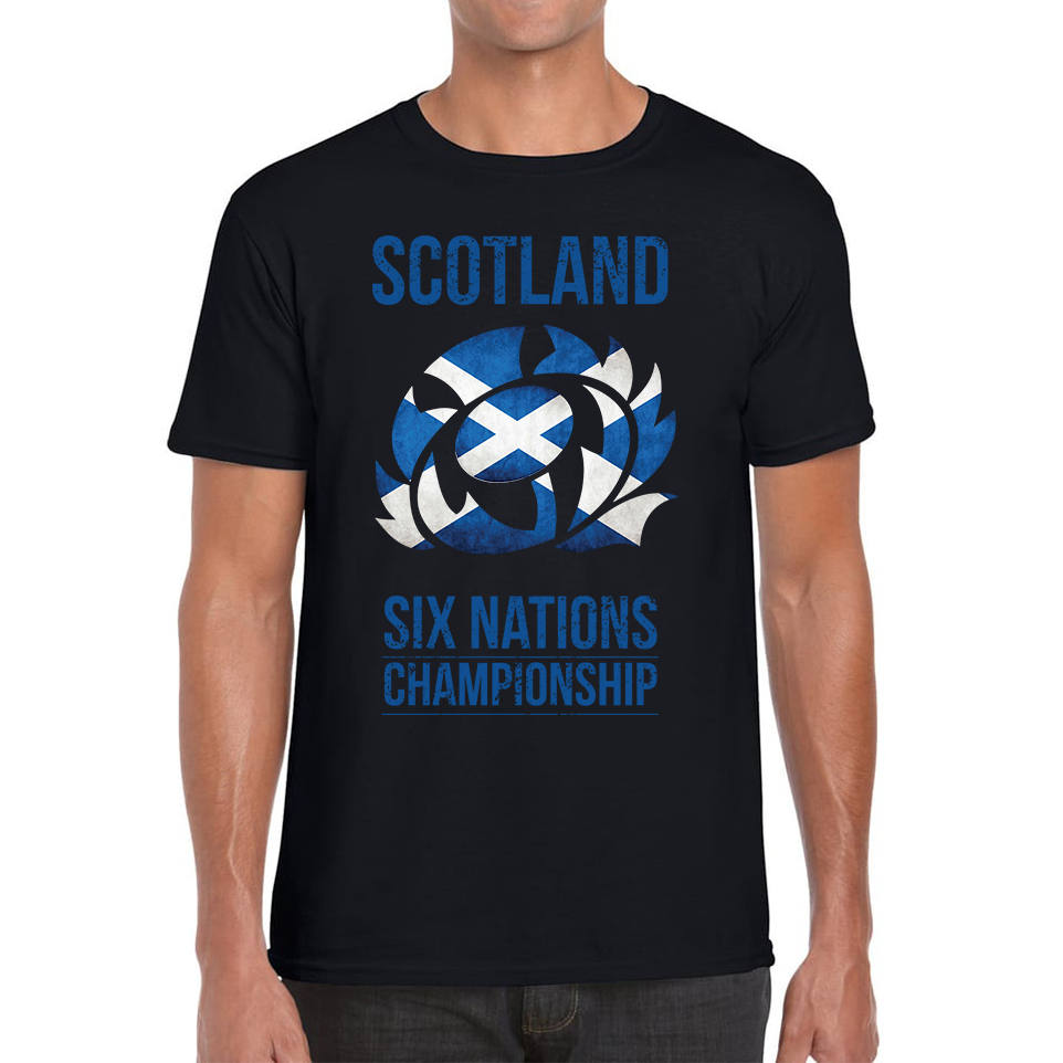 Scotland Flag Logo Rugby Cup European Support World Six Nations Championship Mens Tee Top