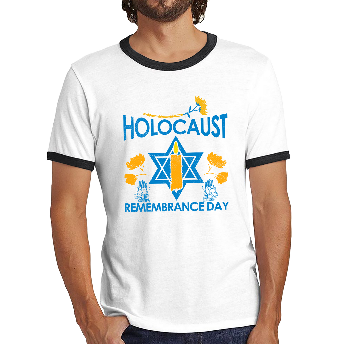 Holocaust Remembrance Day Victims Of The Holocaust Festival of Lights Ringer T Shirt