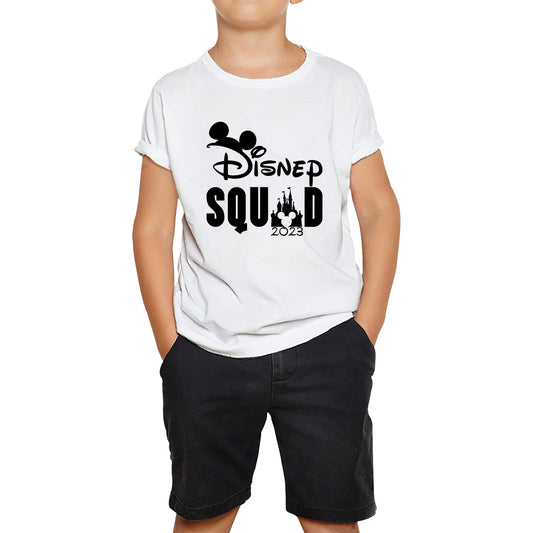 Disney Squad 2023 Mickey Mouse Minnie Mouse Disney Castle Magical Kingdom Cartoon Festive Disneyland Vacation Trip Kids T Shirt