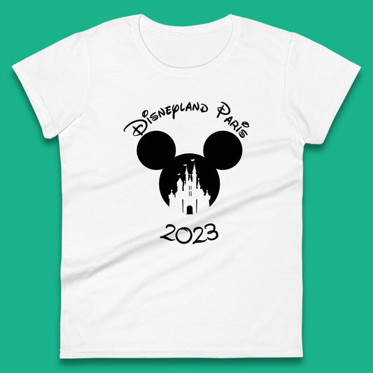 Disney Land Paris 2023 Mickey Mouse Minnie Mouse Cartoon Magical Kingdom Disney Castle Disneyland Vacation Trip Womens Tee Top