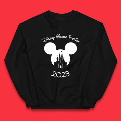 Disney World Florida 2023 Mickey Mouse Minnie Mouse Cartoon Magical Kingdom Disney Castle Disneyland Vacation Trip Kids Jumper