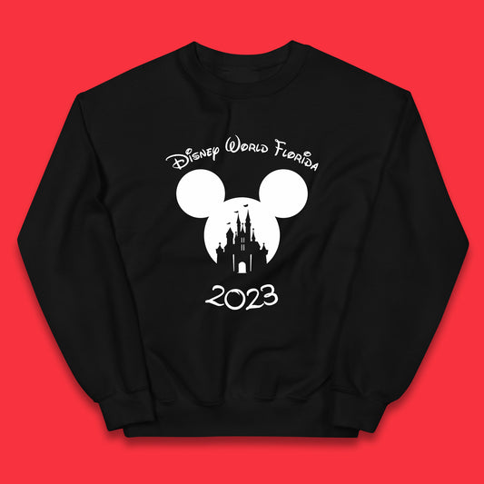 Disney World Florida 2023 Mickey Mouse Minnie Mouse Cartoon Magical Kingdom Disney Castle Disneyland Vacation Trip Kids Jumper