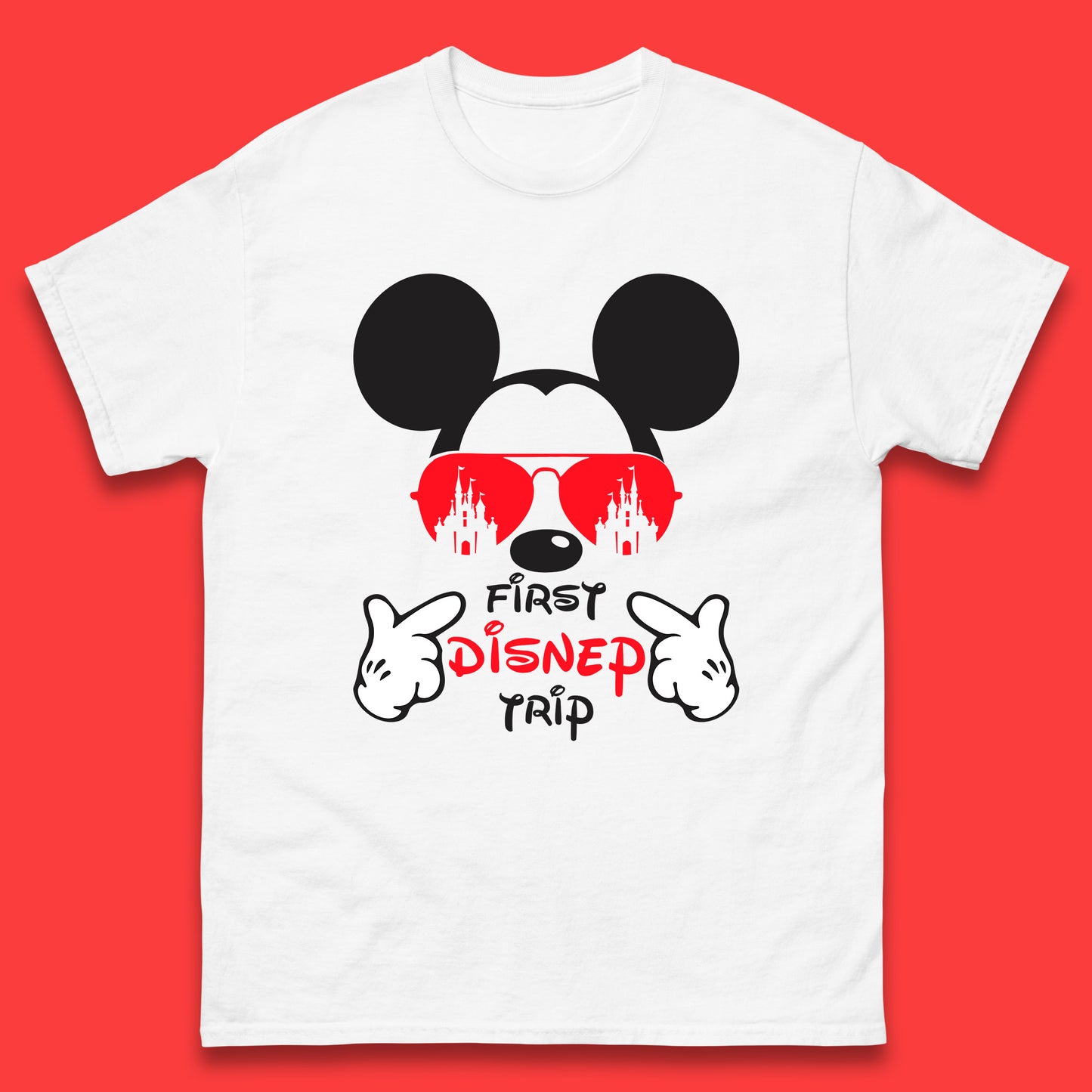 First Disney Trip Disney Mickey Mouse Minnie Mouse With Sunglasses Disney Castle Magical Kingdom Disneyland Trip Vacations Mens Tee Top