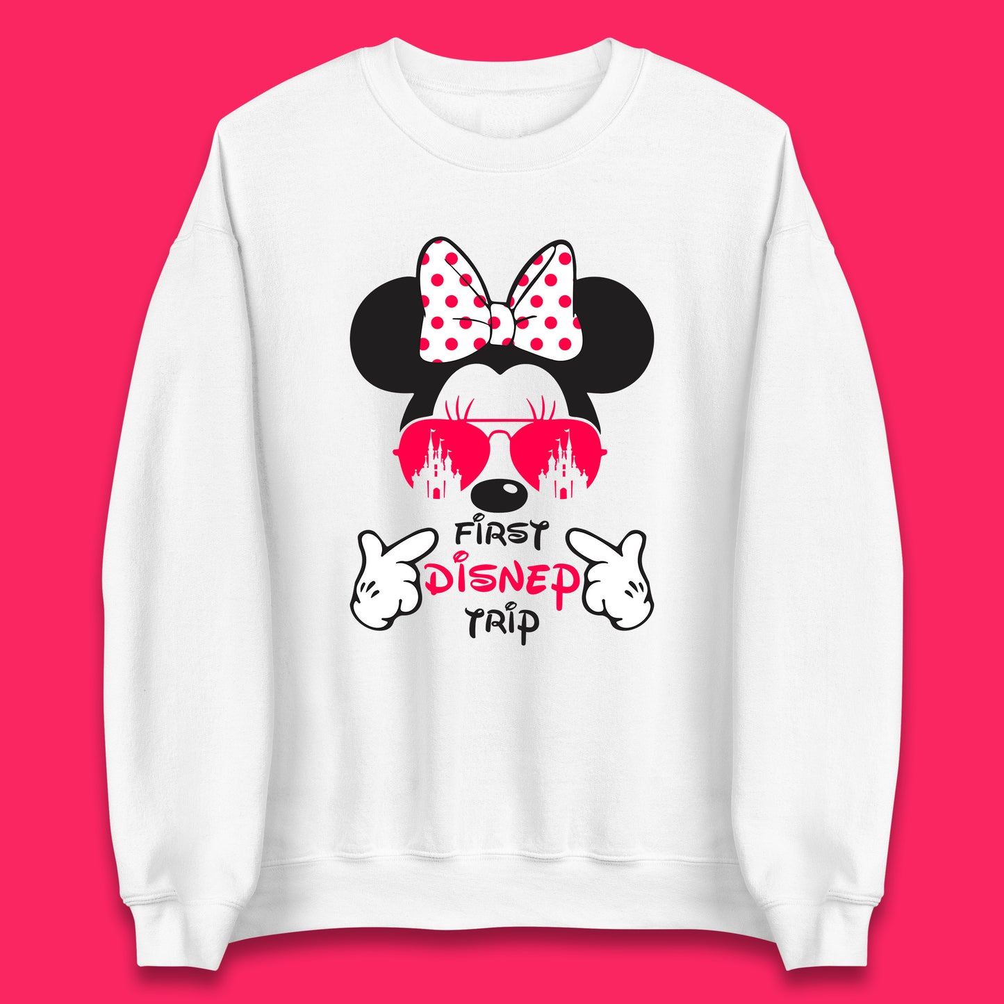 First Disney Trip Disney Mickey Mouse Minnie Mouse With Sunglasses Disney Castle Magical Kingdom Disneyland Trip Vacations Unisex Sweatshirt