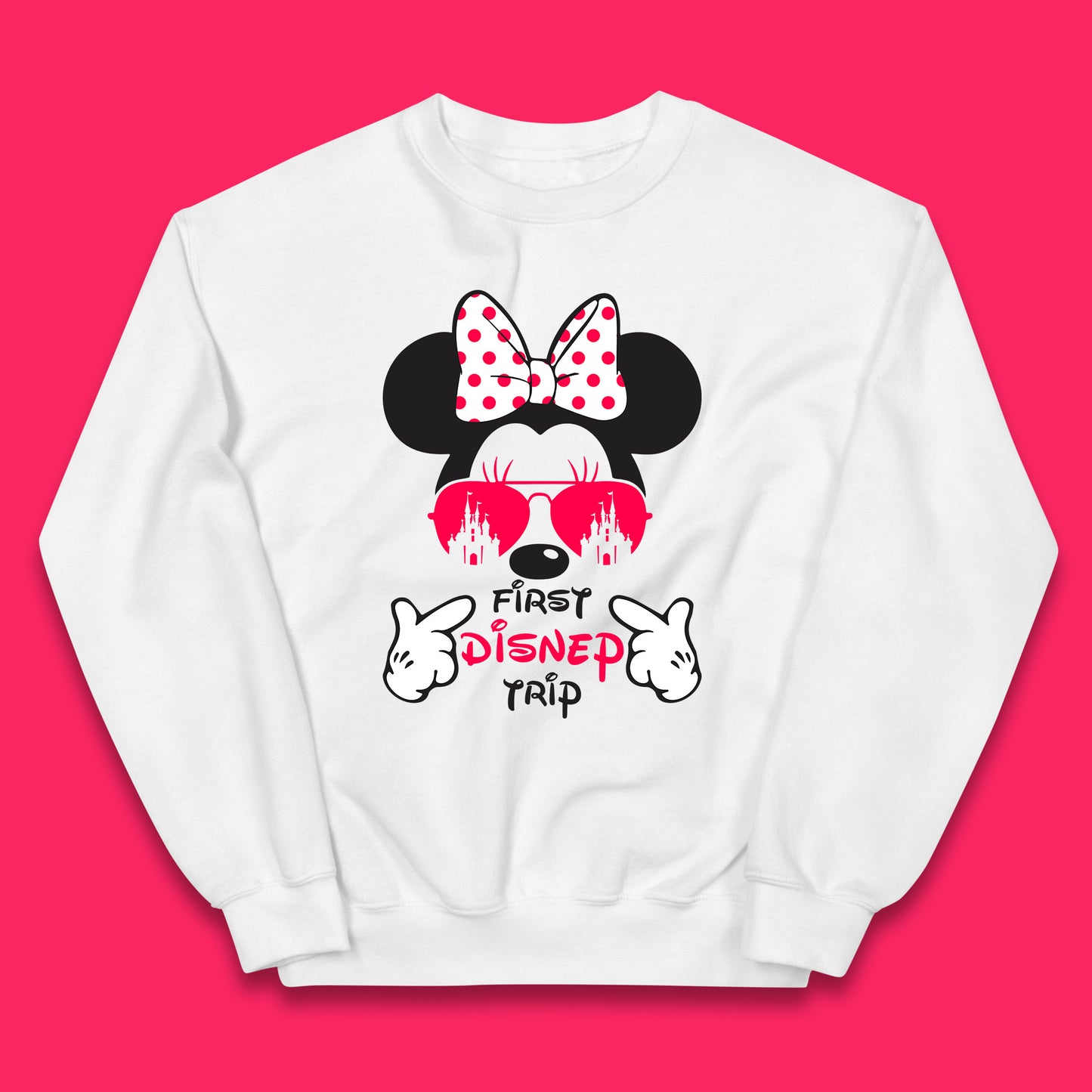 First Disney Trip Disney Mickey Mouse Minnie Mouse With Sunglasses Disney Castle Magical Kingdom Disneyland Trip Vacations Kids Jumper