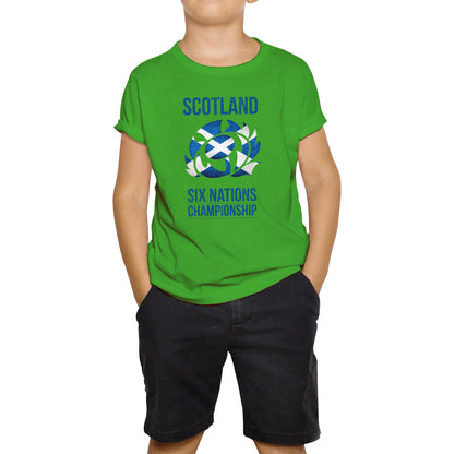 Scotland Flag Logo Rugby Cup European Support World Six Nations Championship Kids Tee