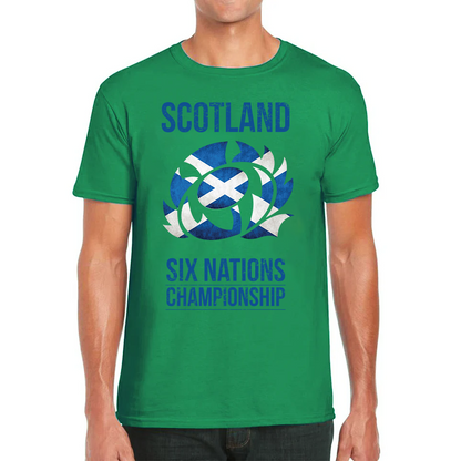 Scotland Flag Logo Rugby Cup European Support World Six Nations Championship Mens Tee Top