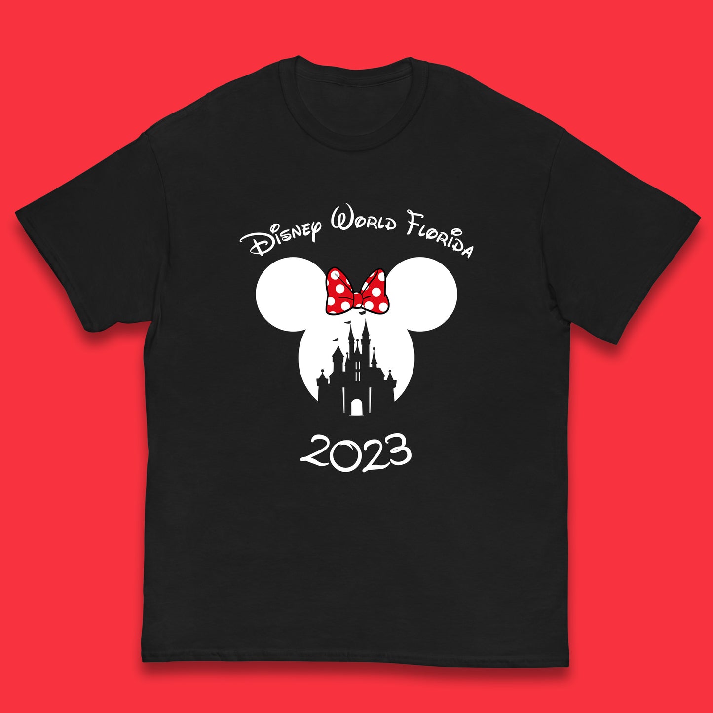 Disney World Florida 2023 Mickey Mouse Minnie Mouse Cartoon Magical Kingdom Disney Castle Disneyland Vacation Trip Kids T Shirt