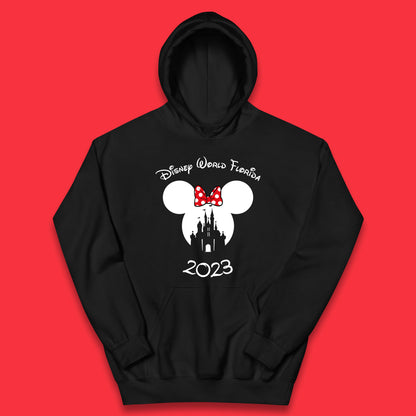 Disney World Florida 2023 Mickey Mouse Minnie Mouse Cartoon Magical Kingdom Disney Castle Disneyland Vacation Trip Kids Hoodie