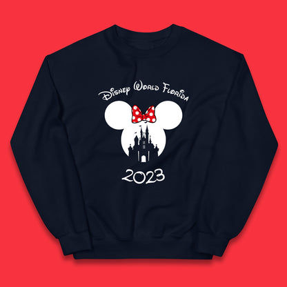 Disney World Florida 2023 Mickey Mouse Minnie Mouse Cartoon Magical Kingdom Disney Castle Disneyland Vacation Trip Kids Jumper