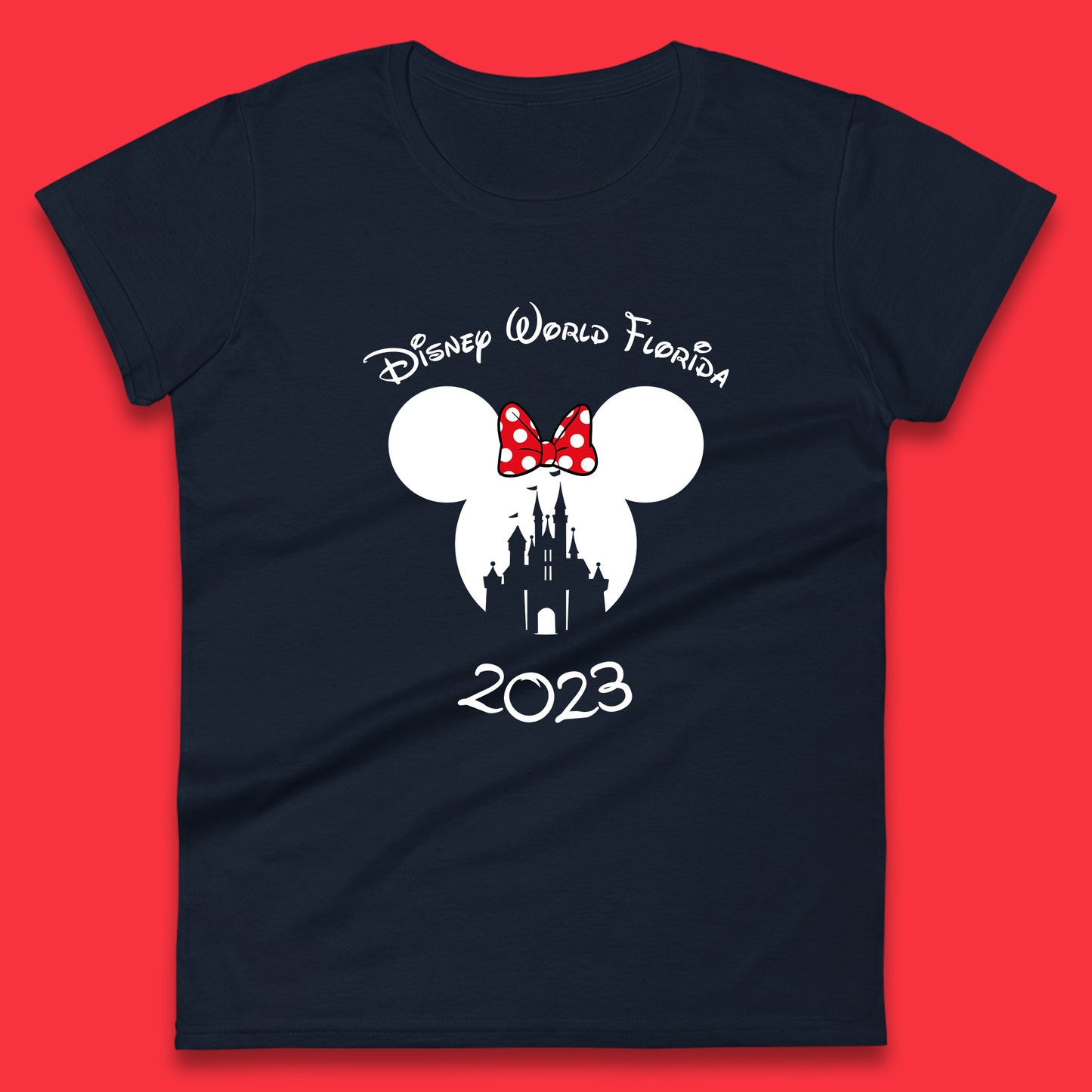 Disney World Florida 2023 Mickey Mouse Minnie Mouse Cartoon Magical Kingdom Disney Castle Disneyland Vacation Trip Womens Tee Top