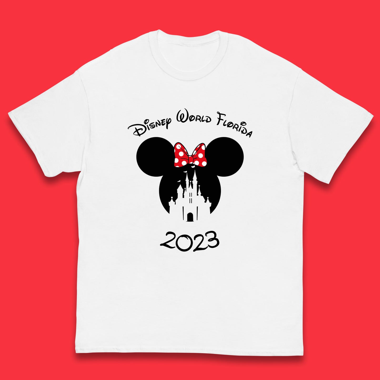 Disney World Florida 2023 Mickey Mouse Minnie Mouse Cartoon Magical Kingdom Disney Castle Disneyland Vacation Trip Kids T Shirt