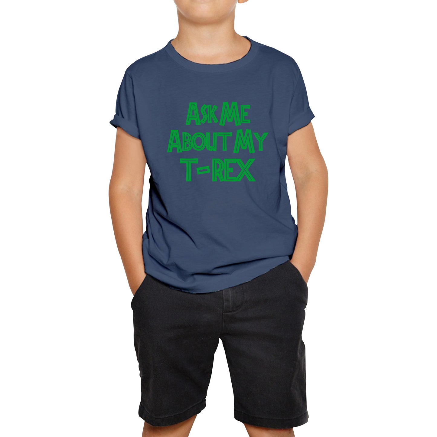 Ask Me About My T-Rex Dinosaur Flip Top Funny Prank Birthday Gift Dino Lovers Kids T Shirt