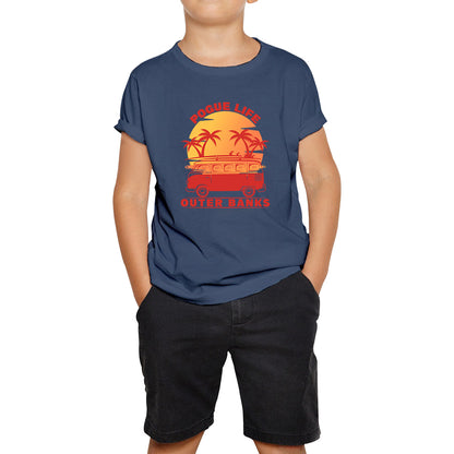 Outer Banks Pogue Life  Beach Surf Van Vintage Retro Beach Sunset Surfing TV Series JJ Maybank OBX Fans Outer Banks Show Kids T Shirt