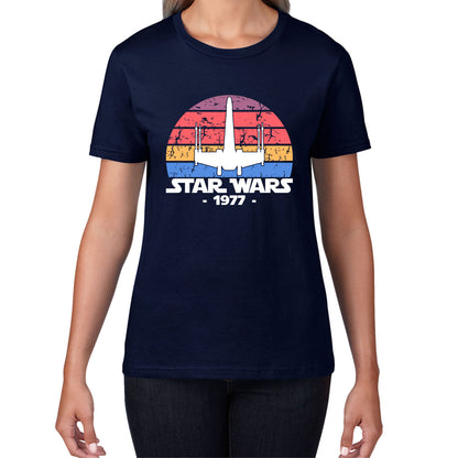 Star Wars X-Wing Fighter 1977 Vintage Retro Series Of Space Flight Simulator Video Games Disney Star Wars 46th Anniversary Womens Tee Top