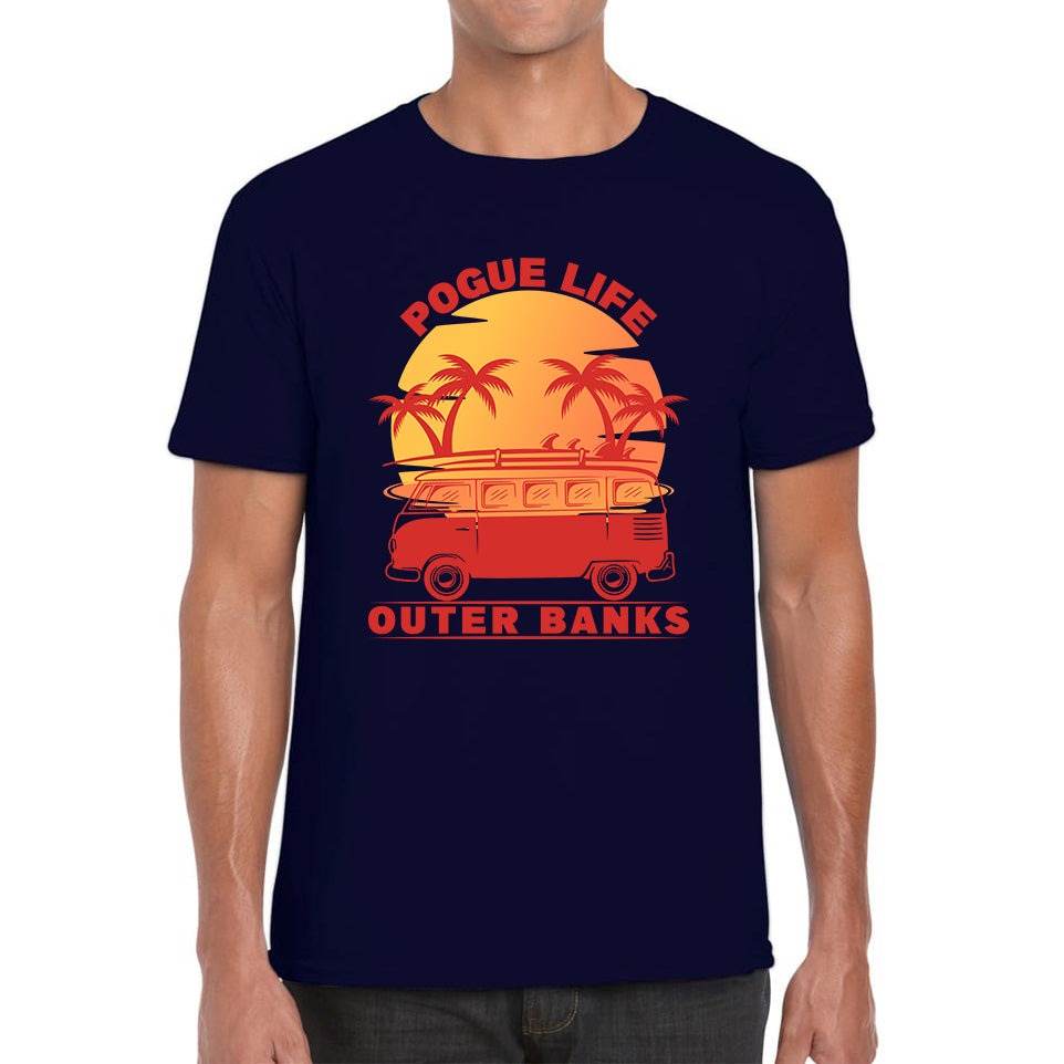 Outer Banks Pogue Life  Beach Surf Van Vintage Retro Beach Sunset Surfing TV Series JJ Maybank OBX Fans Outer Banks Show Mens Tee Top