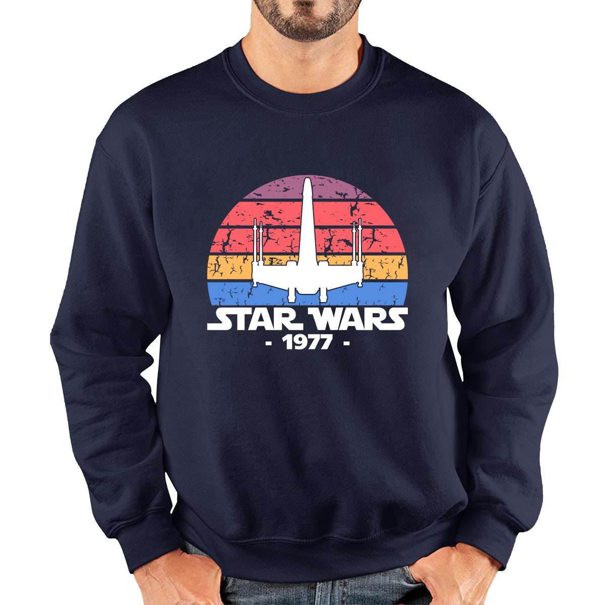 Star Wars X-Wing Fighter 1977 Vintage Retro Series Of Space Flight Simulator Video Games Disney Star Wars 46th Anniversary Unisex Sweatshirt