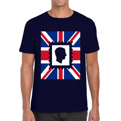 King Charles III Stamp United Kingdom Flag King Of England Royal Crown His Majesty Union Jack Mens Tee Top