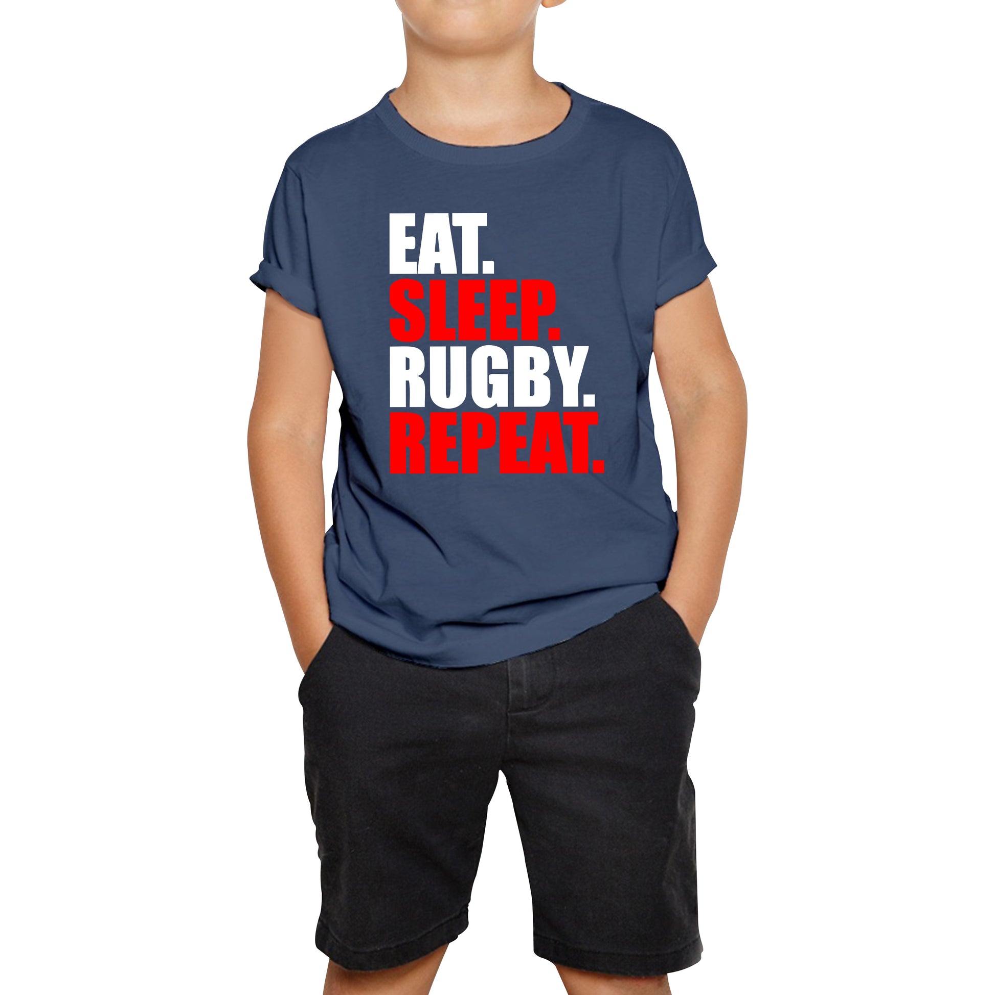 Eat Sleep Rugby Repeat Kids T-Shirt