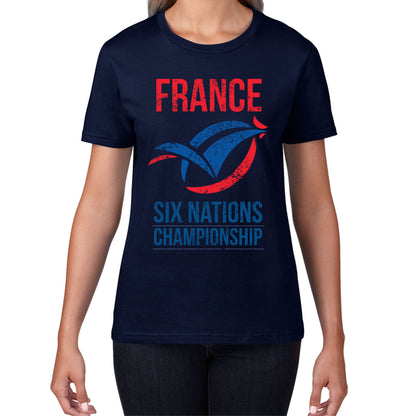 France Flag Logo Rugby Cup European Support World Six Nations Championship Womens Tee Top