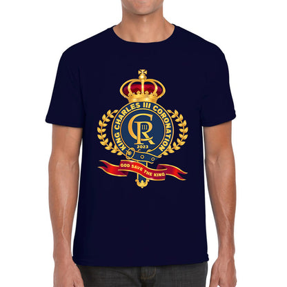 King Charles III Coronation 2023 CR III God Save The King Royal Crown United Kingdom Ruling Monarch Mens Tee Top