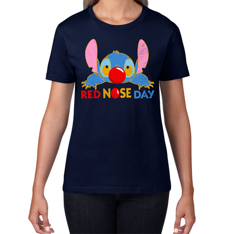 Disney Stitch Red Nose Day Ladies Top Ohana Red Nose Day Funny Ladies T Shirt. 50% Goes To Charity