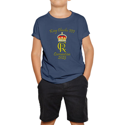 King Charles III Coronation 2023 Royal Crown Royal Cypher God Save The King Union Jack Kids T Shirt