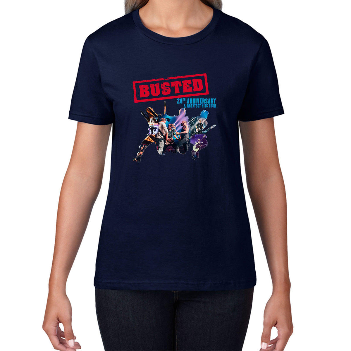 Busted 20th Anniversary & Greatest Hits Tour Busted Singers Pop Punk Music Band Womens Tee Top