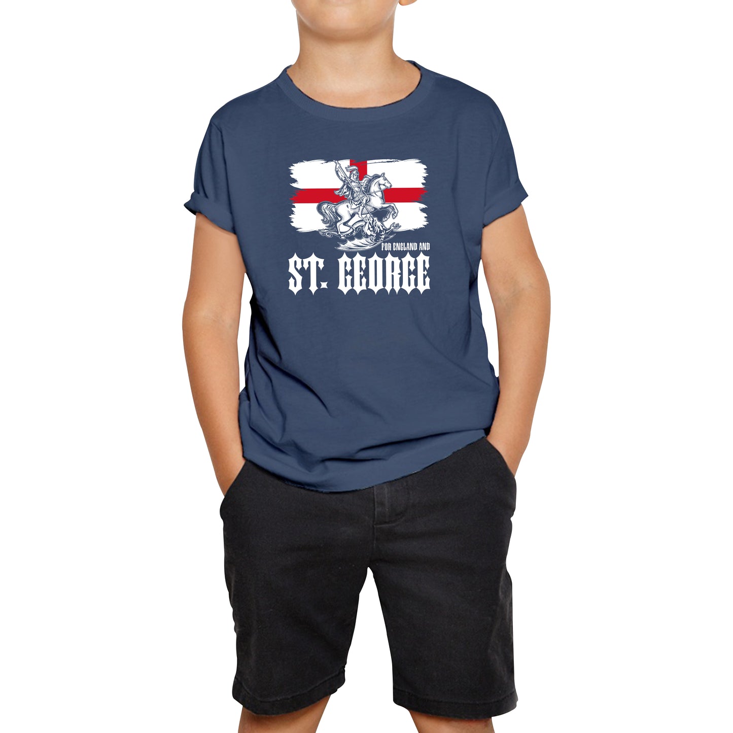 St George's Day Coat Of Arms Of Moscow Heraldic Horseman With A Spear In His Hand Slaying A Zilant Saint George And The Dragon England Flag Kids T Shirt