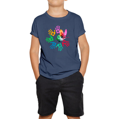 Autism Awareness Butterfly Peace Lover Autism Rainbow Be Kind Acceptance Autism Support Kids T Shirt