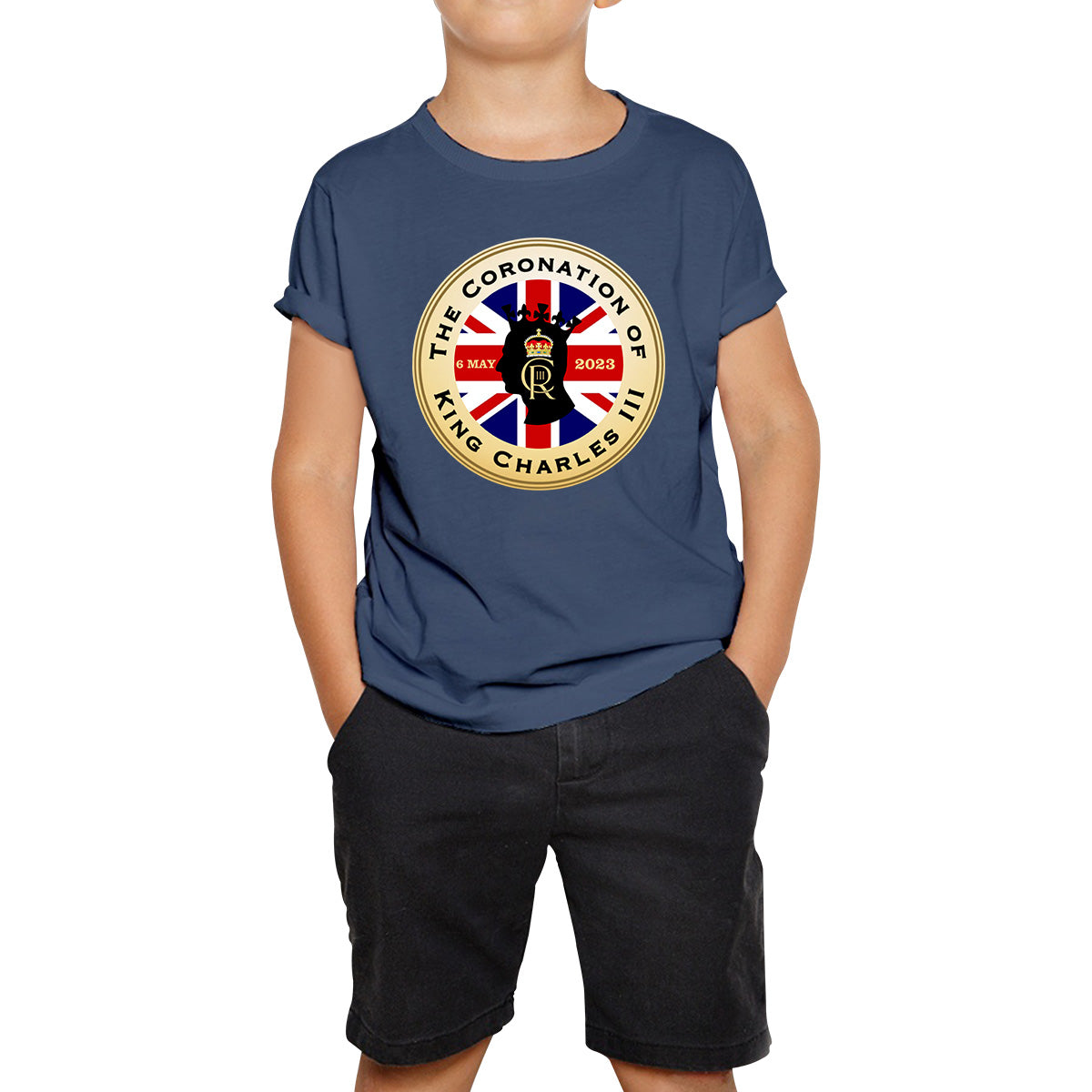 The Coronation Of King Charles III 6th May 2023 CR III Royal Crown United Kingdom Flag Kids T Shirt