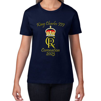 King Charles III Coronation 2023 Royal Crown Royal Cypher God Save The King Union Jack Womens Tee Top