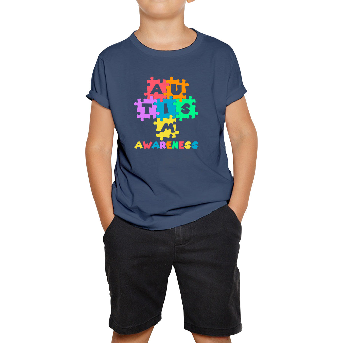 Autism Awareness Jigsaw Puzzle Pieces Autism Support Acceptance Autistic Pride Autism Month Kids T Shirt