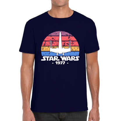 Star Wars X-Wing Fighter 1977 Vintage Retro Series Of Space Flight Simulator Video Games Disney Star Wars 46th Anniversary Mens Tee Top