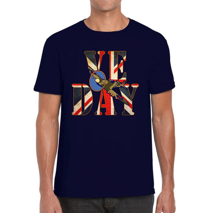 VE Day Victory In Europe Day Remembrance Day British Flag Veterans UK Victory Day 78th Anniversary World War II British Fighter Airplane Mens Tee Top