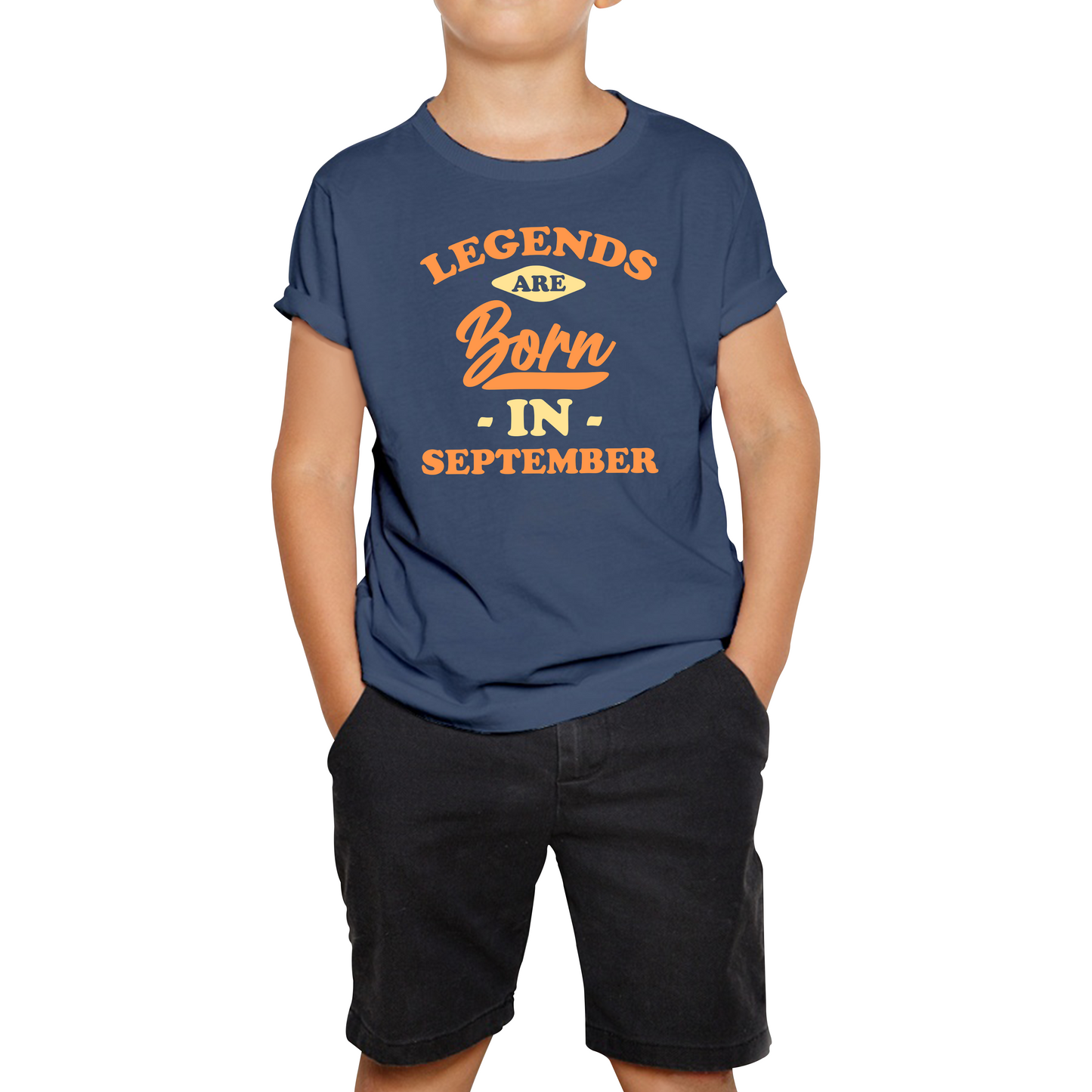 Legends Are Born In September Funny September Birthday Month Novelty Slogan Kids Tee