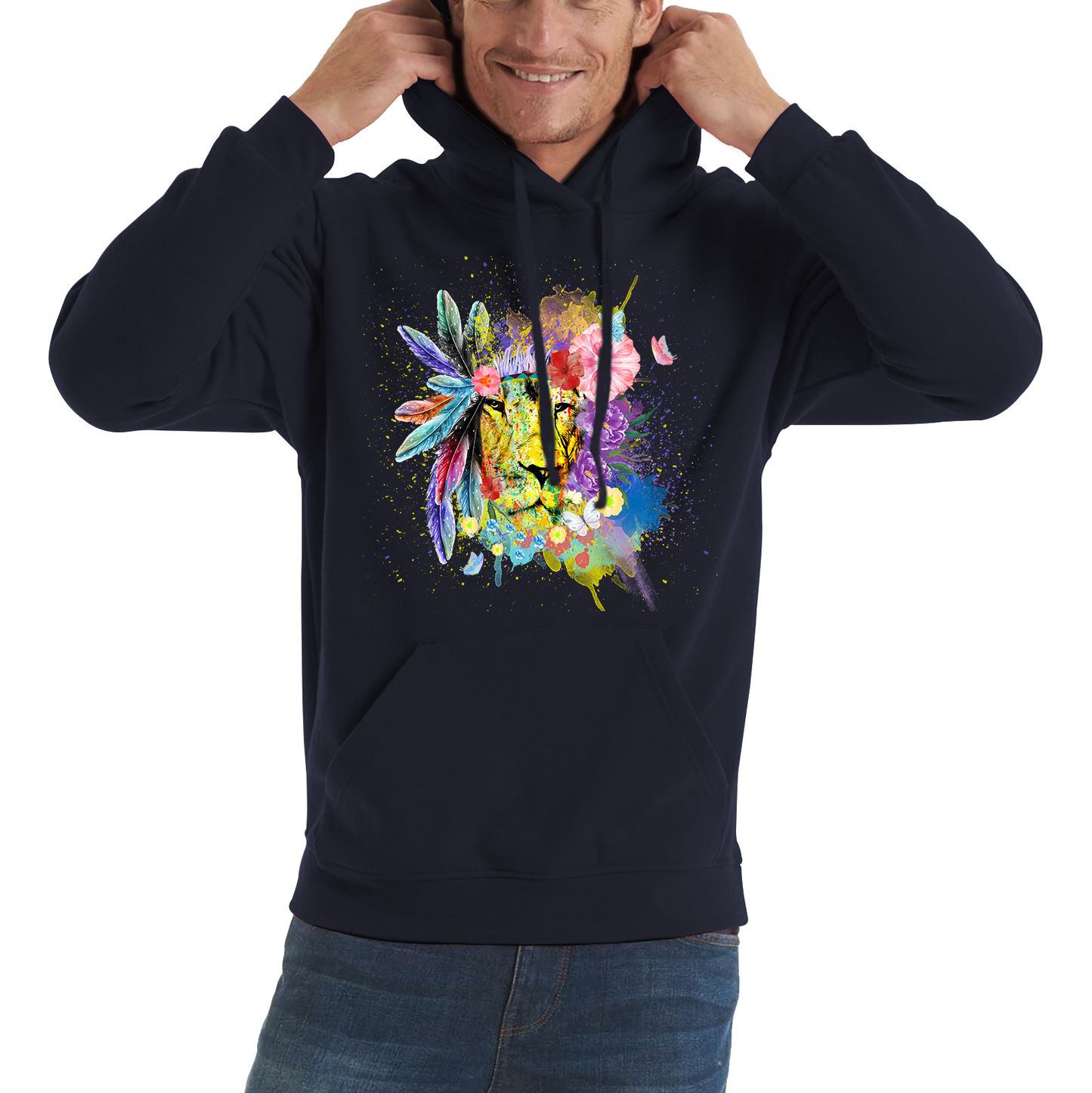 Colorful Lion Face Bohemian Hoodie