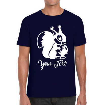 Personalised Cartoon Squirrel Holding Acorn Your Name Cute Squirrel Animal Mens Tee Top