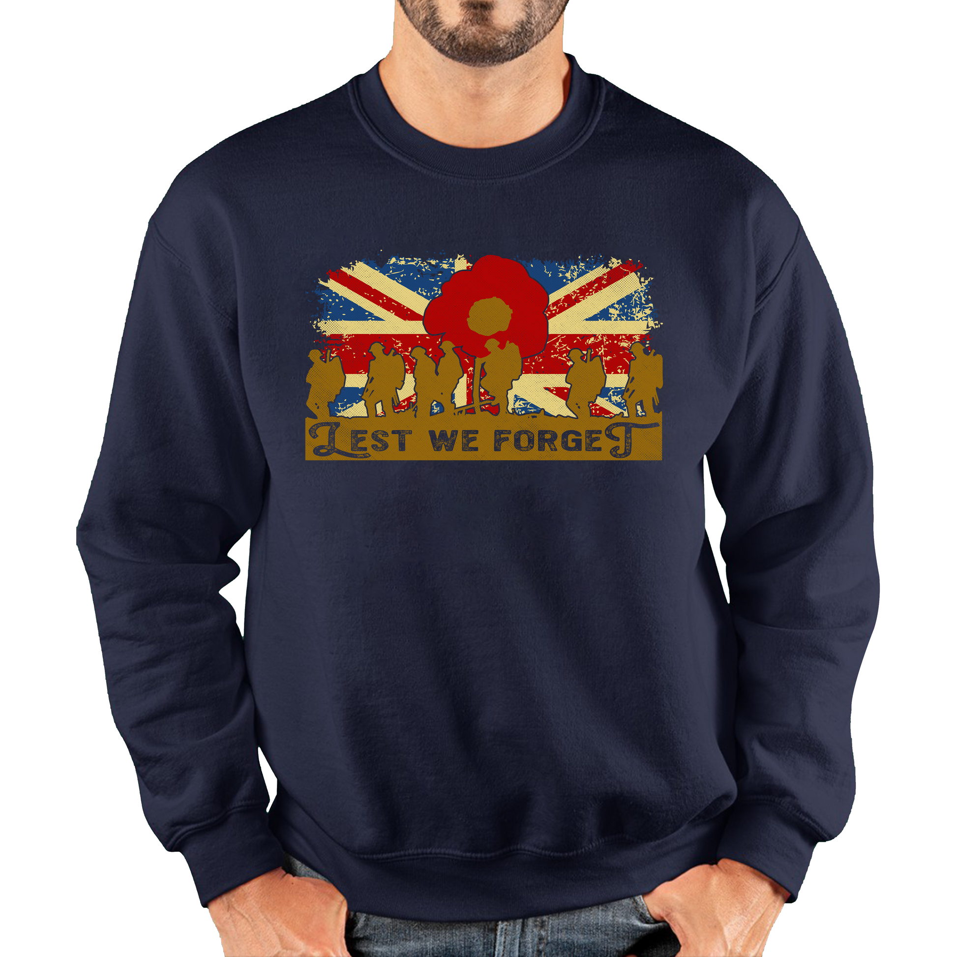 Lest We Forget Poppy Flower Anzac Day British Armed Forces Sweatshirt