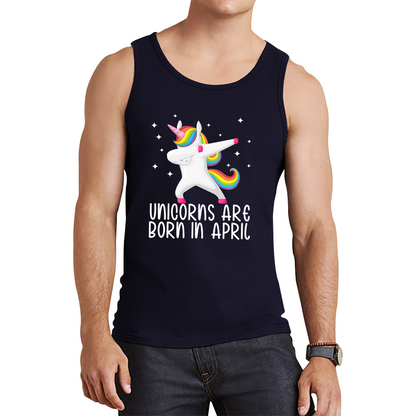 Unicorns Are Born In April Dabbing Unicorn Funny Birthday Month Novelty Slogan Tank Top