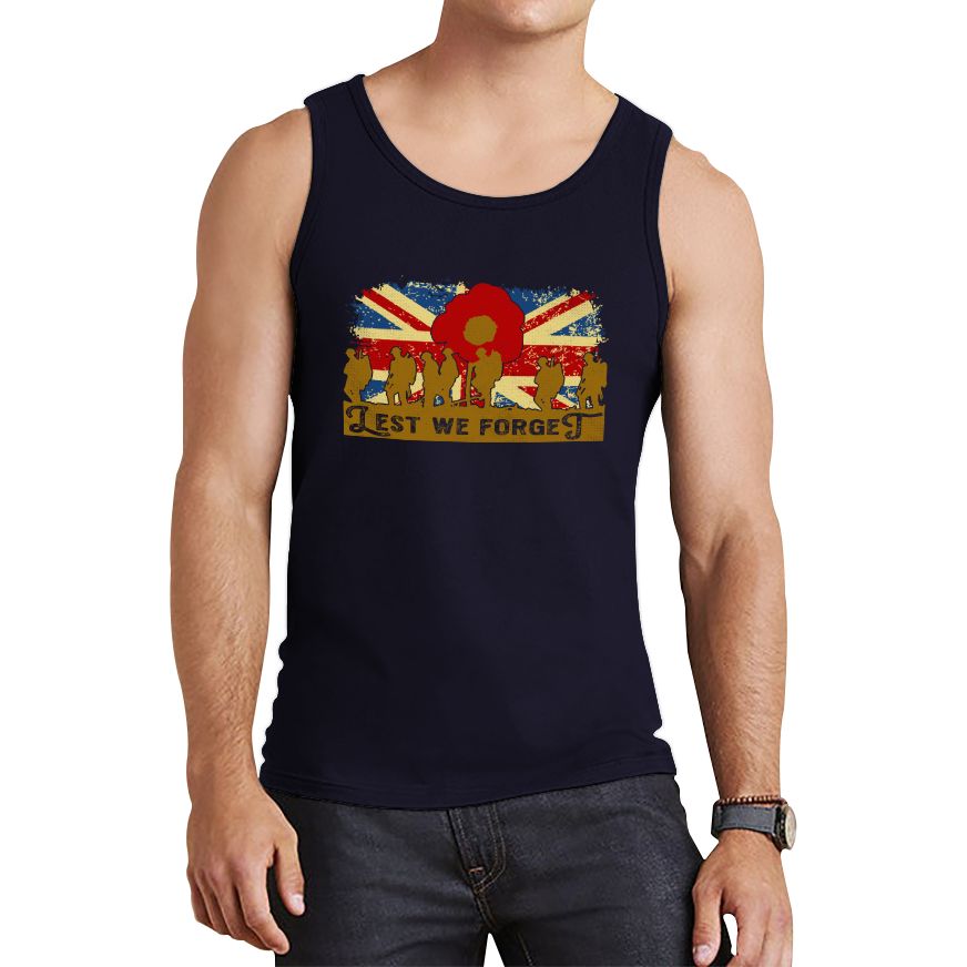 Lest We Forget Poppy Flower Anzac Day British Armed Forces Tank Top