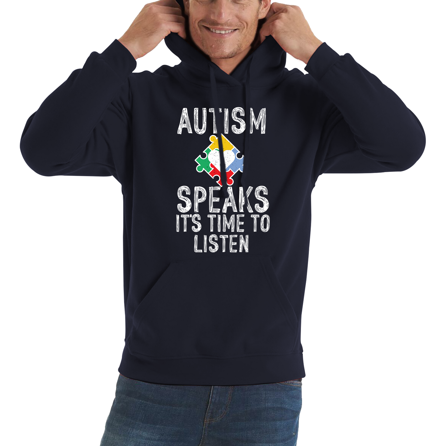 Autism Speaks It's Time To Listen Puzzle Piece Hoodie